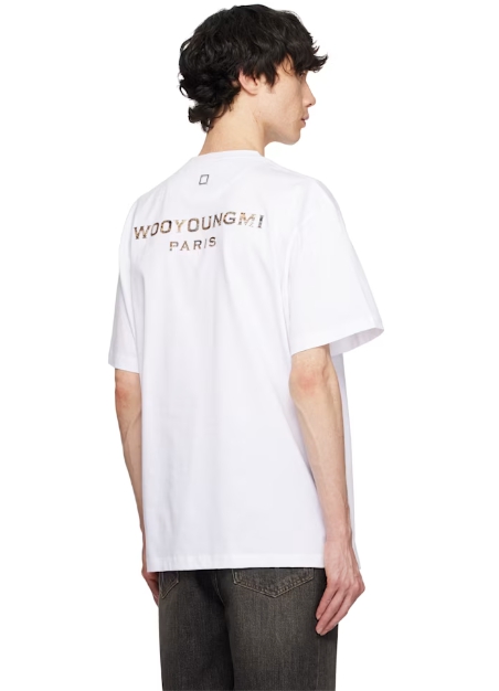 WOOYOUNGMI White Mother of Pearl Back Logo T-shirt