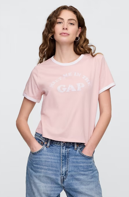 Shrunken Graphic Ringer T-Shirt