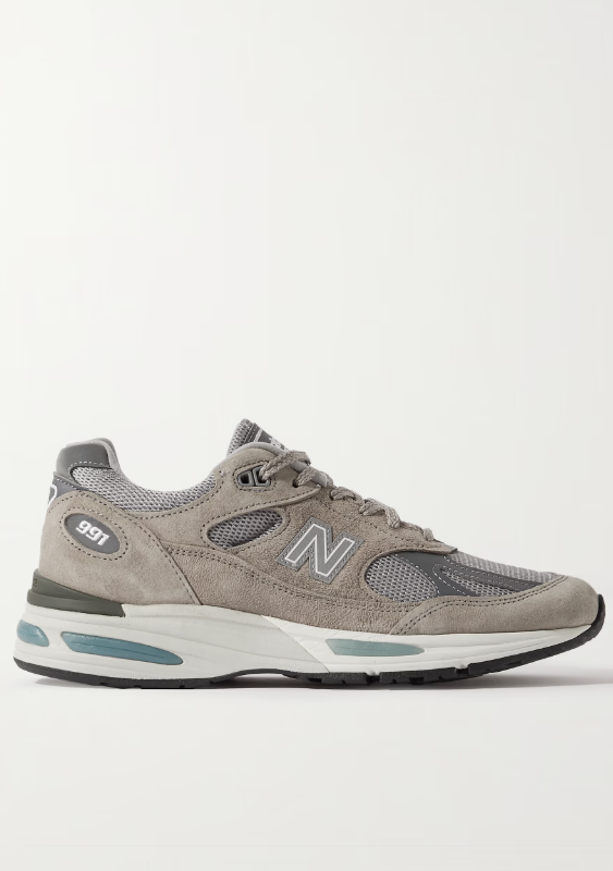 NEW BALANCE 991V2 메시 트리밍 스웨이드 스니커즈