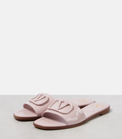 Valentino Garavani VLogo 페이턴트 레더 슬라이드