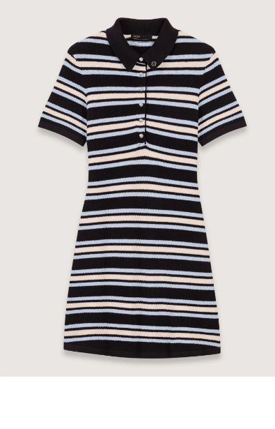 Maje Striped knit polo dress