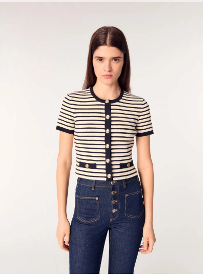 Maje Cropped rib knit cardigan