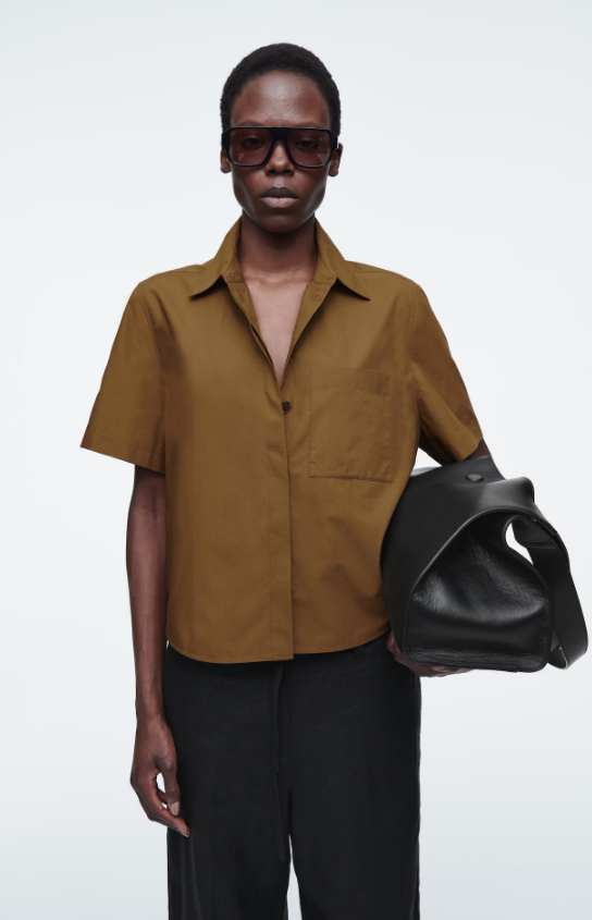CROPPED SHORT-SLEEVED COTTON SHIRT