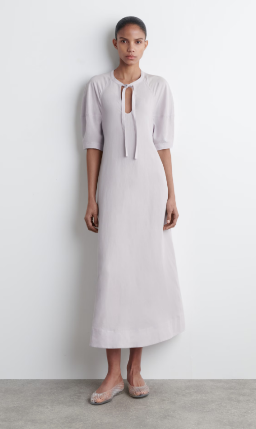 TIE-DETAIL MIDI DRESS