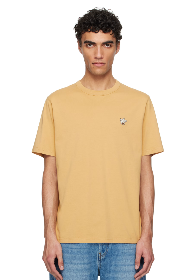 Maison Kitsuné Yellow Barista Fox Patch Relax T-shirt