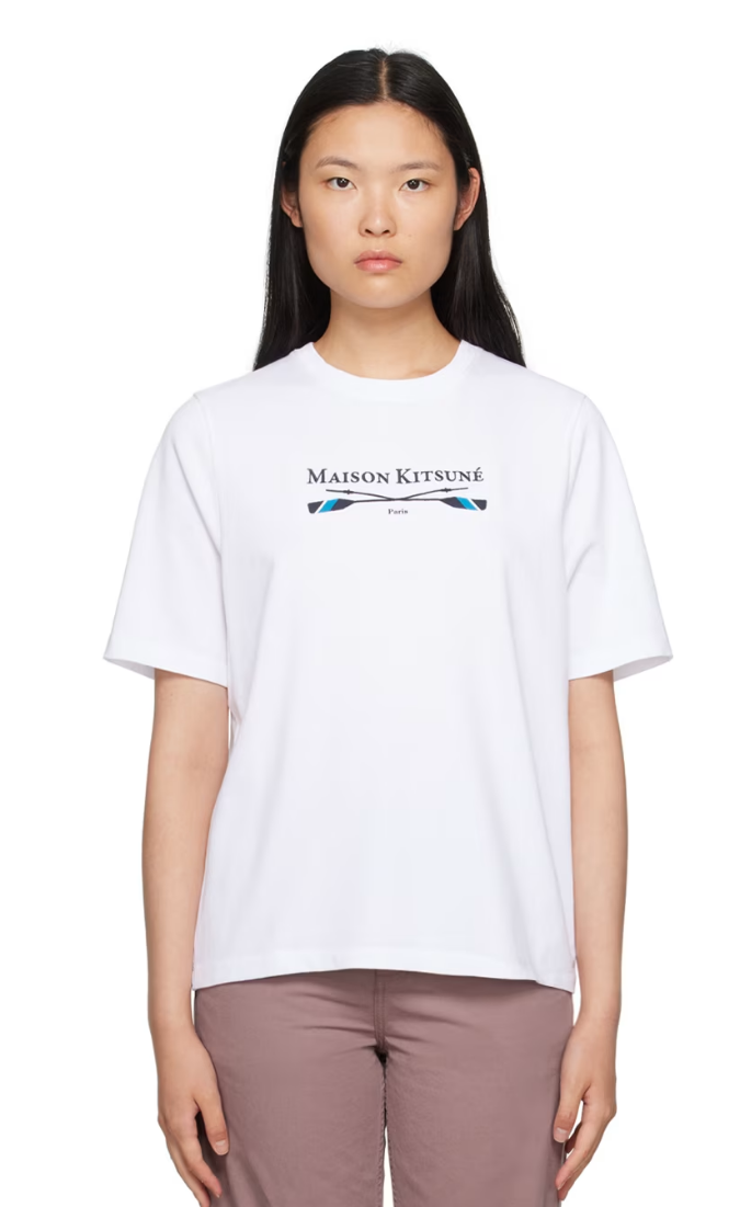 Maison Kitsuné White Embroidered T-Shirt