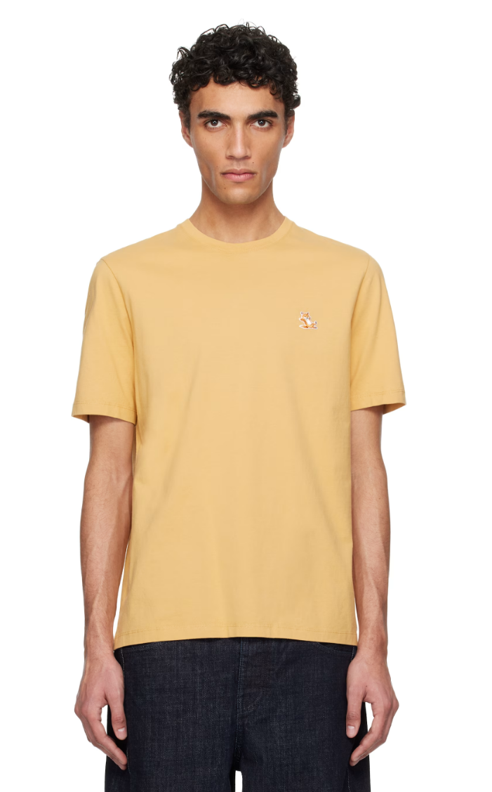 Maison Kitsuné Yellow Chillax Fox Patch Regular T-shirt