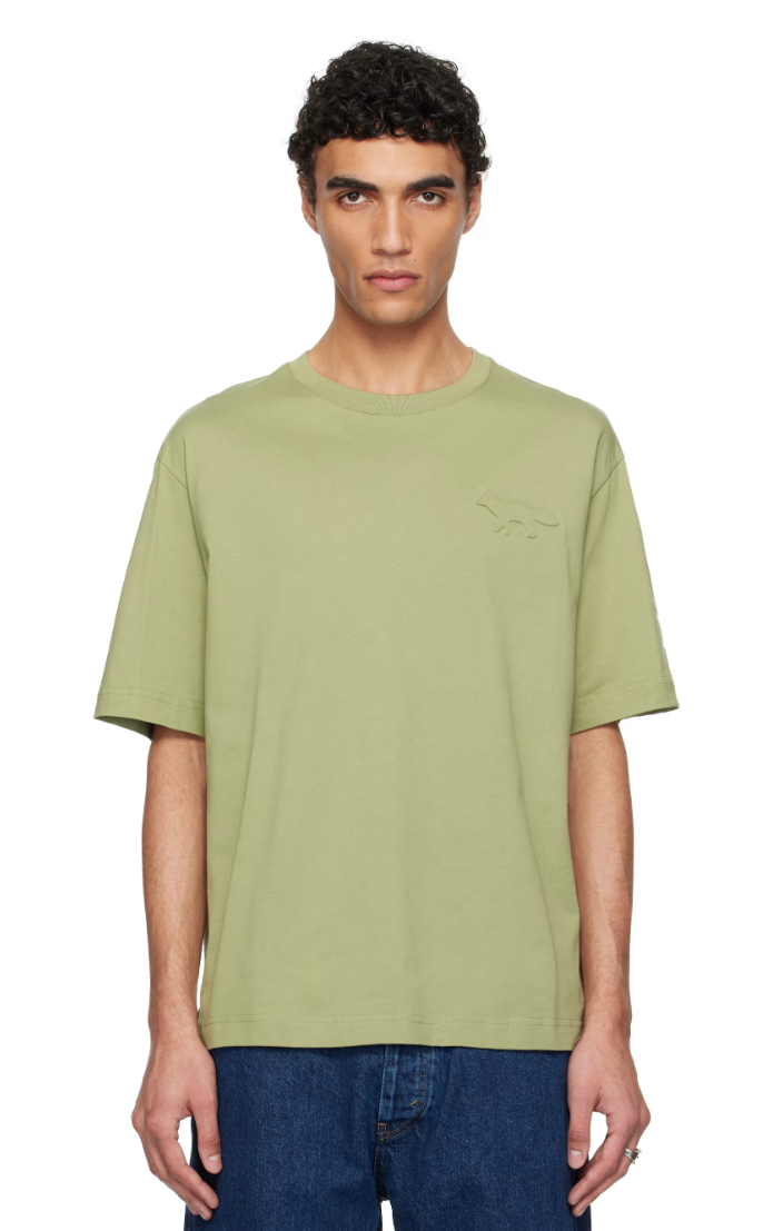 Maison Kitsuné Green Embossed Profile Fox Oversize T-shirt