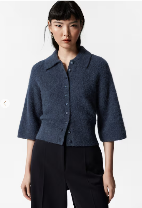 Alpaca-Blend Short-Sleeve Cardigan