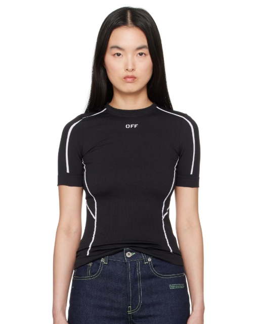 Off-White Black Seamless Short Sleeve Sport Top
