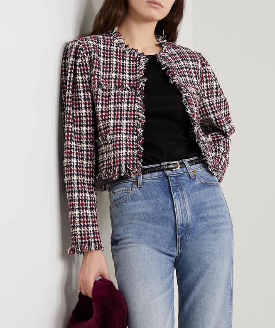 MARANT ÉTOILE Nameo cropped fringed cotton-blend tweed jacket