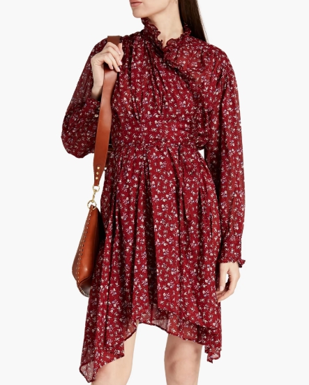 MARANT ÉTOILE Pamela asymmetric gathered floral-print cotton-mousseline wrap dress