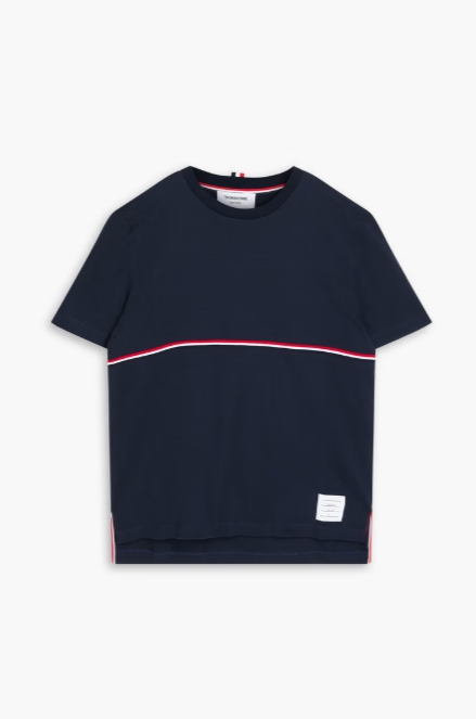 THOM BROWNE Striped cotton-jersey T-shirt