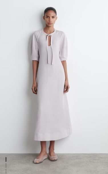 TIE-DETAIL MIDI DRESS