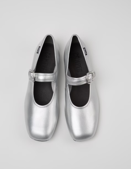 Casi Myra Silver Leather Shoes for Women