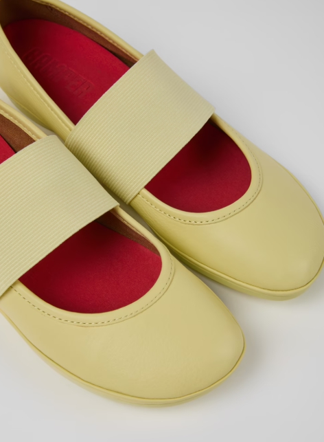 Right Yellow Leather Ballerina for Women