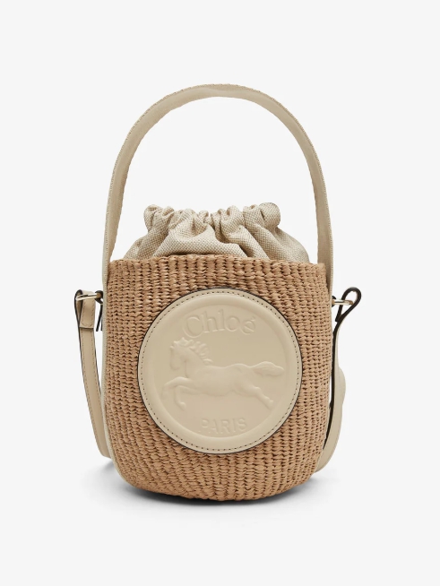 Chloé Horse medal ivory raffia bucket bag