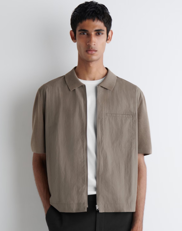 NYLON-PANELED KNITTED SHIRT