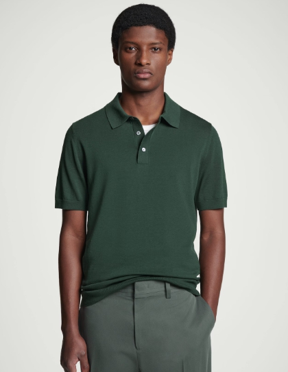 SLIM KNITTED SILK POLO SHIRT