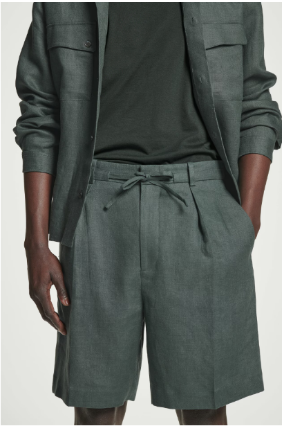 TAILORED DRAWSTRING LINEN SHORTS