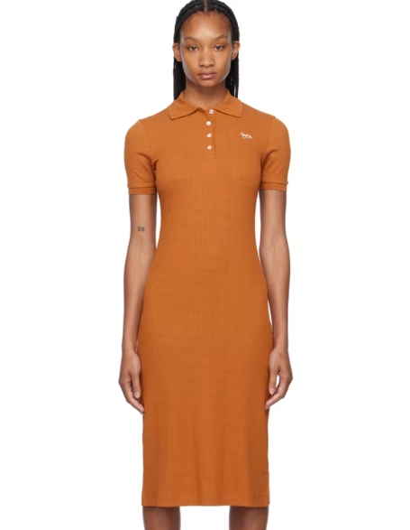 Maison Kitsuné Tan Baby Fox Maxi Dress