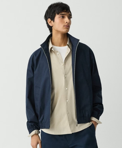 Stand Collar Jacket in Cotton-Blend Twill