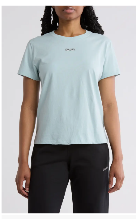 DKNY Metallic Bubble Logo Knot Front T-Shirt