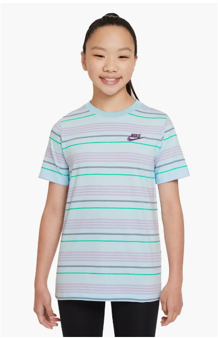 Nike Kids' Sportswear Stripe Cotton Logo T-Shirt