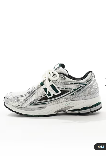 New Balance 1906 sneakers in white with silver and green details