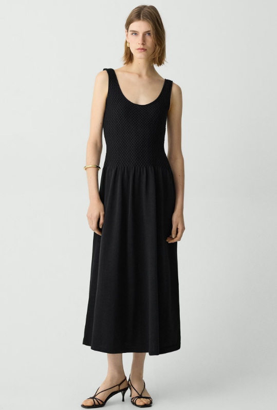 Midi Dress in Textured Cotton-Blend