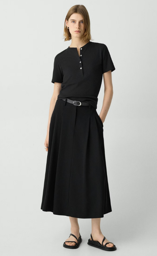 Pleated A-Line Skirt in Admiral Crepe