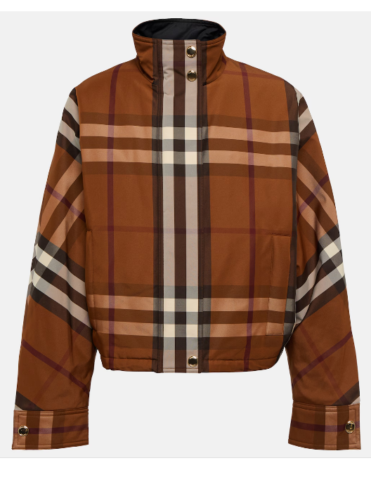 Burberry 체크 퍼널넥 재킷