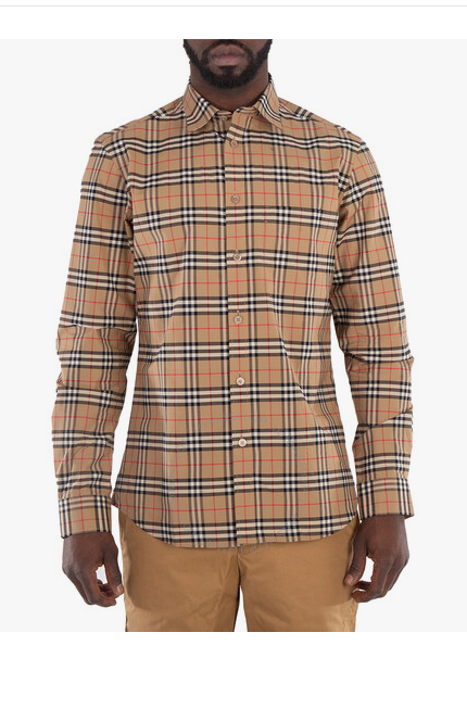 Burberry Check Stretch Cotton Long-sleeve Shirt