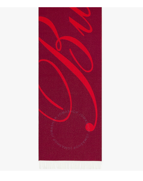 Burberry Football Script Fringed Ends Scarf