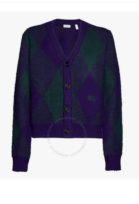 Burberry Argyle-Pattern Wool Cardigan