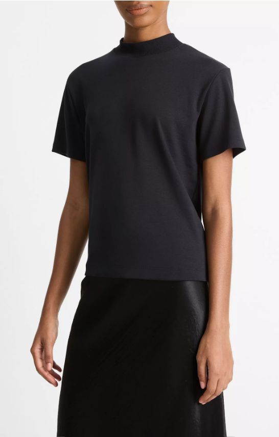 Pima Cotton Mock-Neck T-Shirt