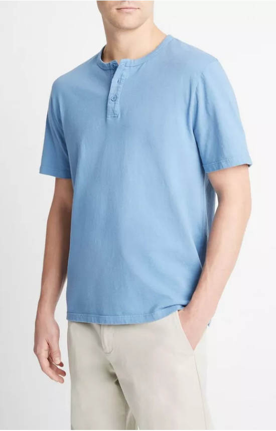 Garment Dye Cotton Short-Sleeve Henley