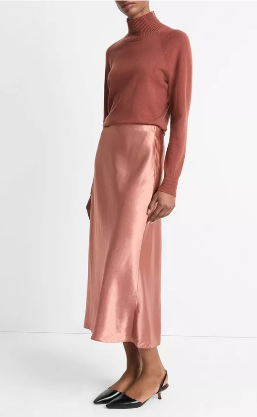 Lingerie-Trim Satin Slip Skirt