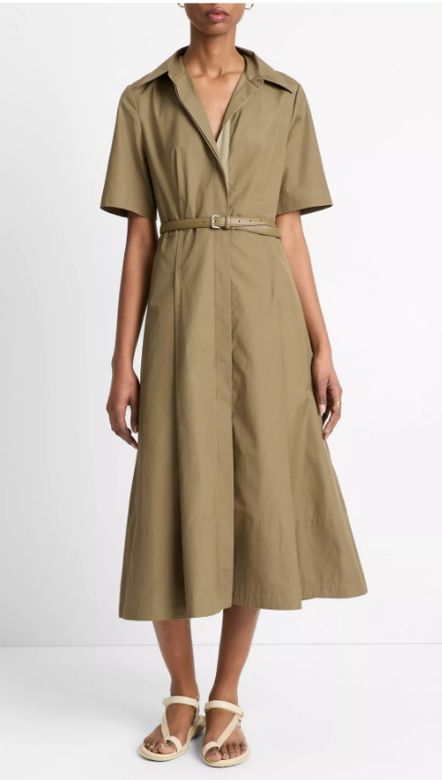 Canvas Tape Cotton Shirt Dress