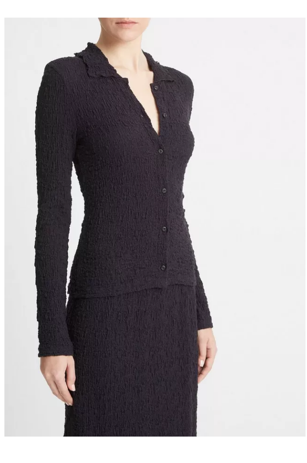 Smocked Long-Sleeve Button-Front Shirt