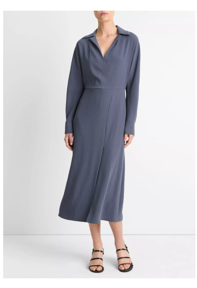 Shaped Collar Dolman-Sleeve Dress