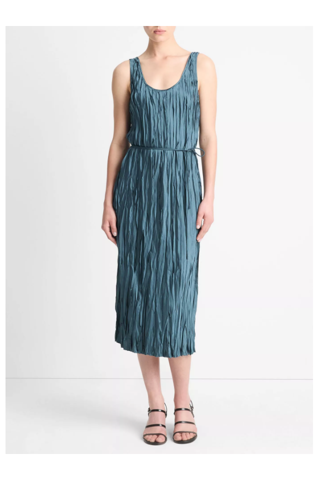Crushed Satin Bias Tank Dress