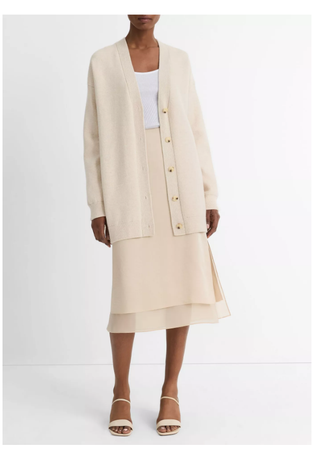 Double-Knit Wool-Blend Oversized Cardigan