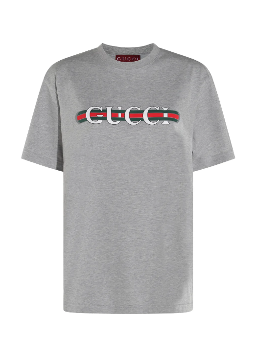 Gucci 로고 프린트 저지 티셔츠