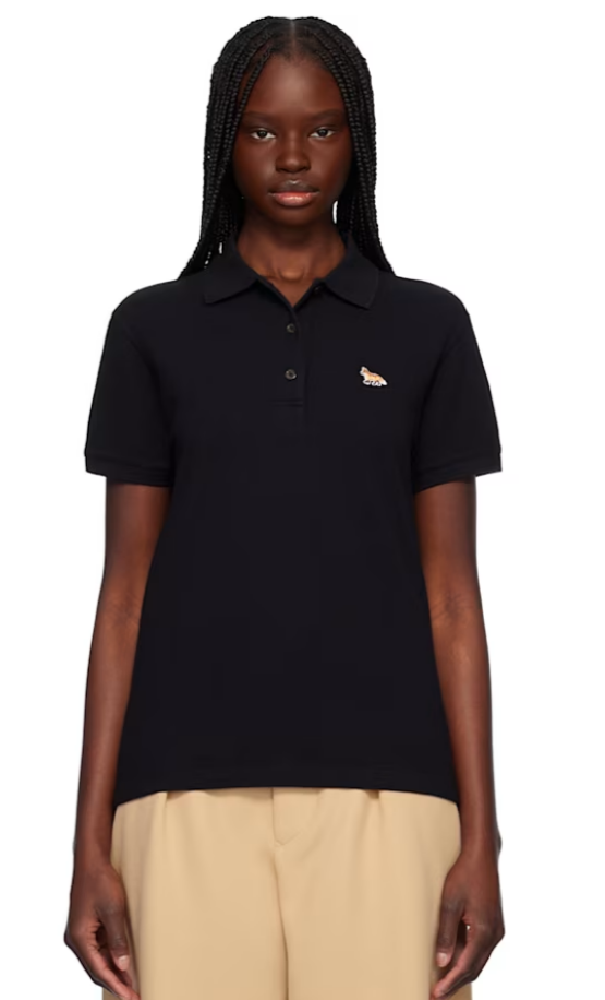 Maison Kitsuné Black Baby Fox Patch Regular Polo