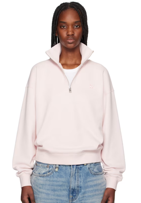 Maison Kitsuné Pink Baby Fox Patch Half Zip Sweatshirt