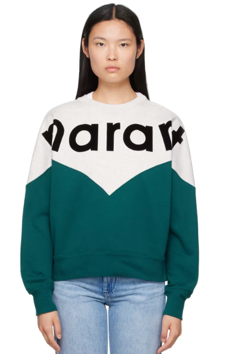 Isabel Marant Etoile Off-White & Green Houston Sweatshir