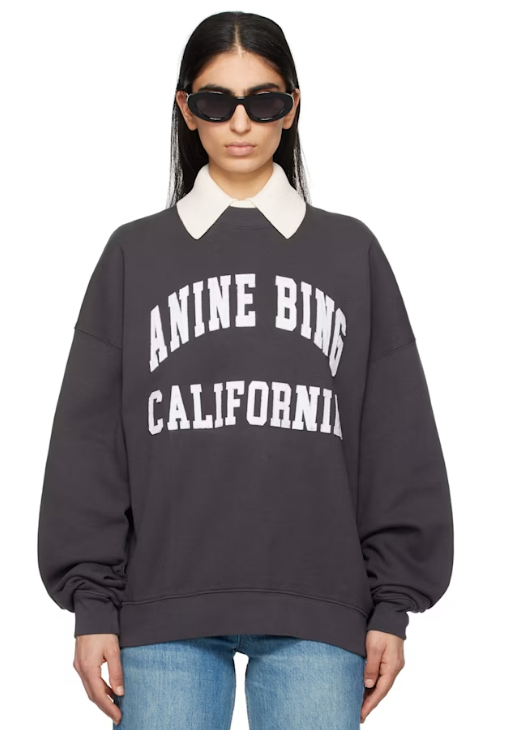 ANINE BING Black 'Anine Bing' Miles Sweatshirt
