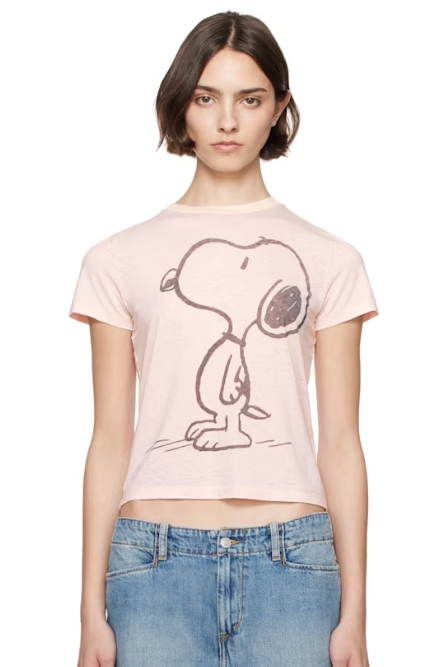 Re/Done Pink Classic Snoopy T-shirt