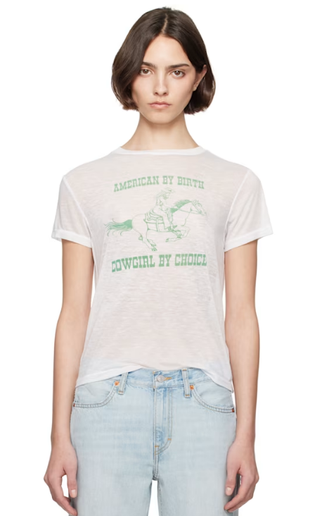 Re/Done White Classic Burnout 'Cowgirl' T-shirt